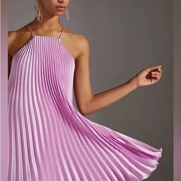 Monique Lhuillier Satin Halter Minidress - Image 4