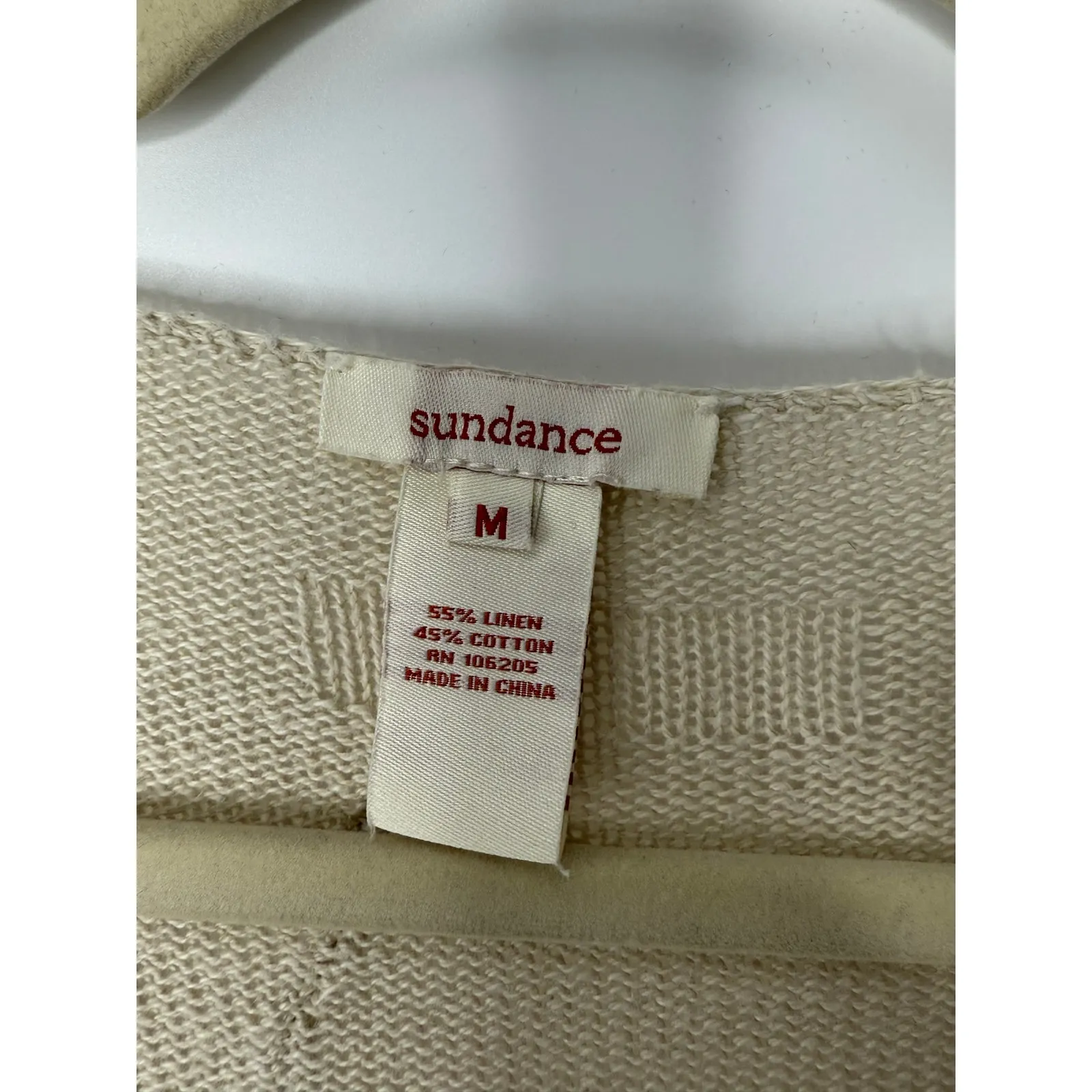 Sundance Linen Cotton Asymmetrical Cardigan Sweater Neutral Cream Size M - Image 4