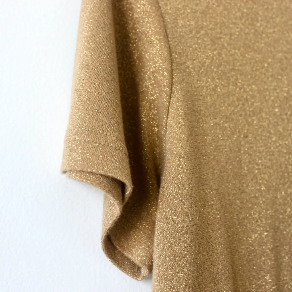 White Stag Sparkly Metallic Gold Short-Sleeve T-Shirt Blouse 12/14 - Image 3