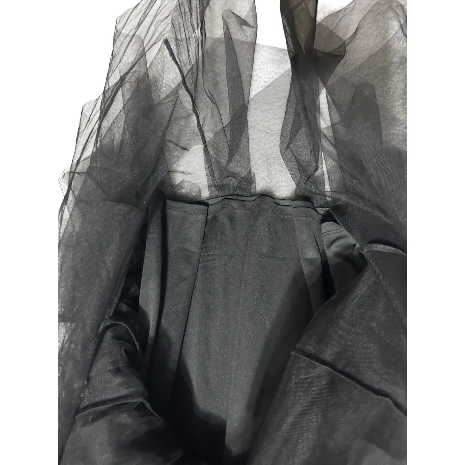 Easel Women Tulle Maxi Skirt L Black Asymmetrical Tiered Gothic Fairycore Mesh - Image 3