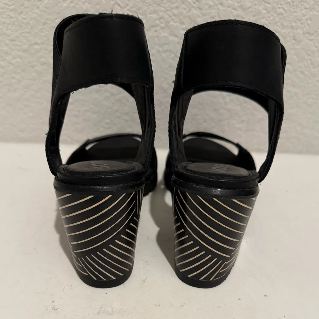 SOREL Nadia Black Leather Strappy Lug Sole Block Heel Sandals Comfort Size 7.5 - Image 7