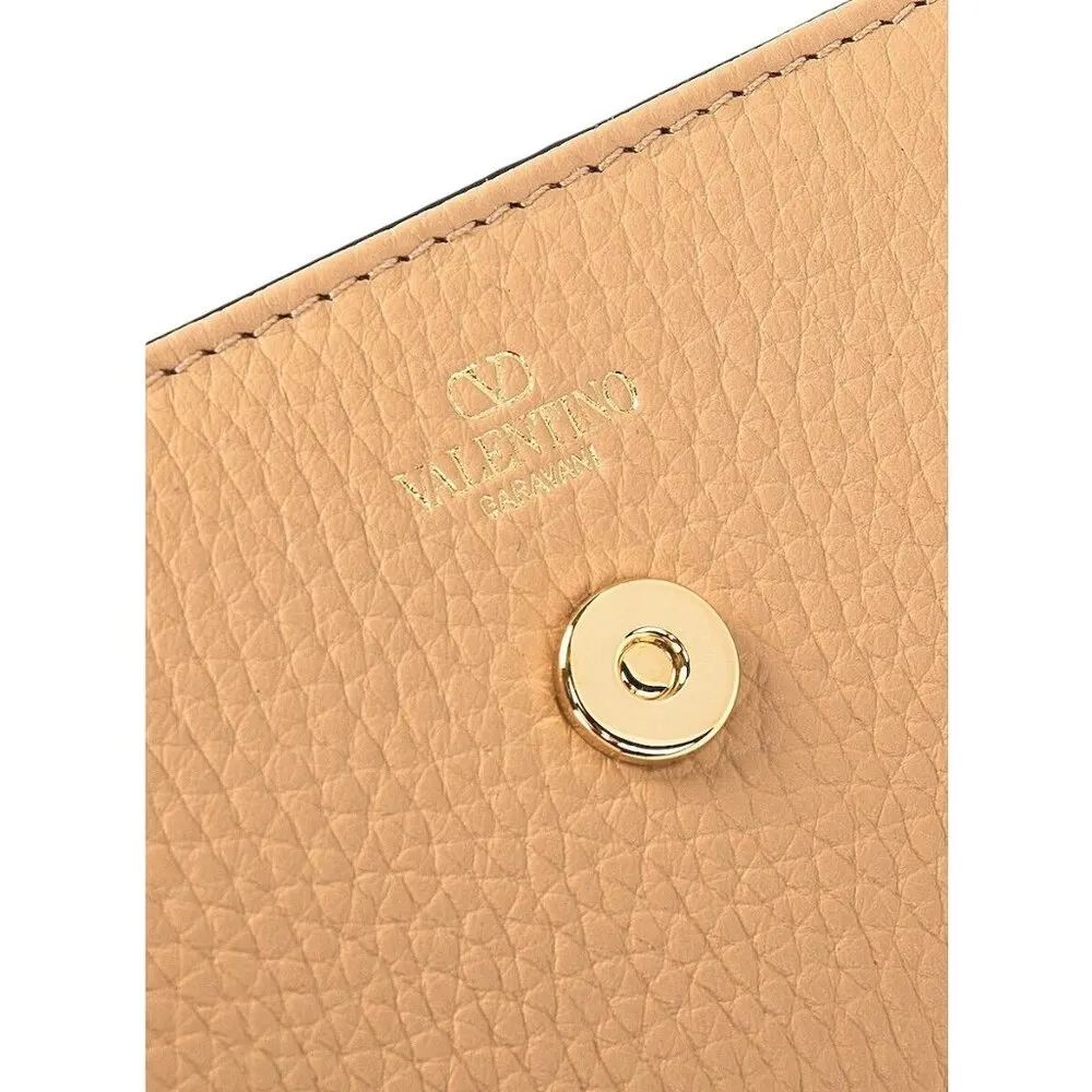 Valentino Garavani V Logo Card Case in Cappuccino Womens Leather Wallet - Image 5