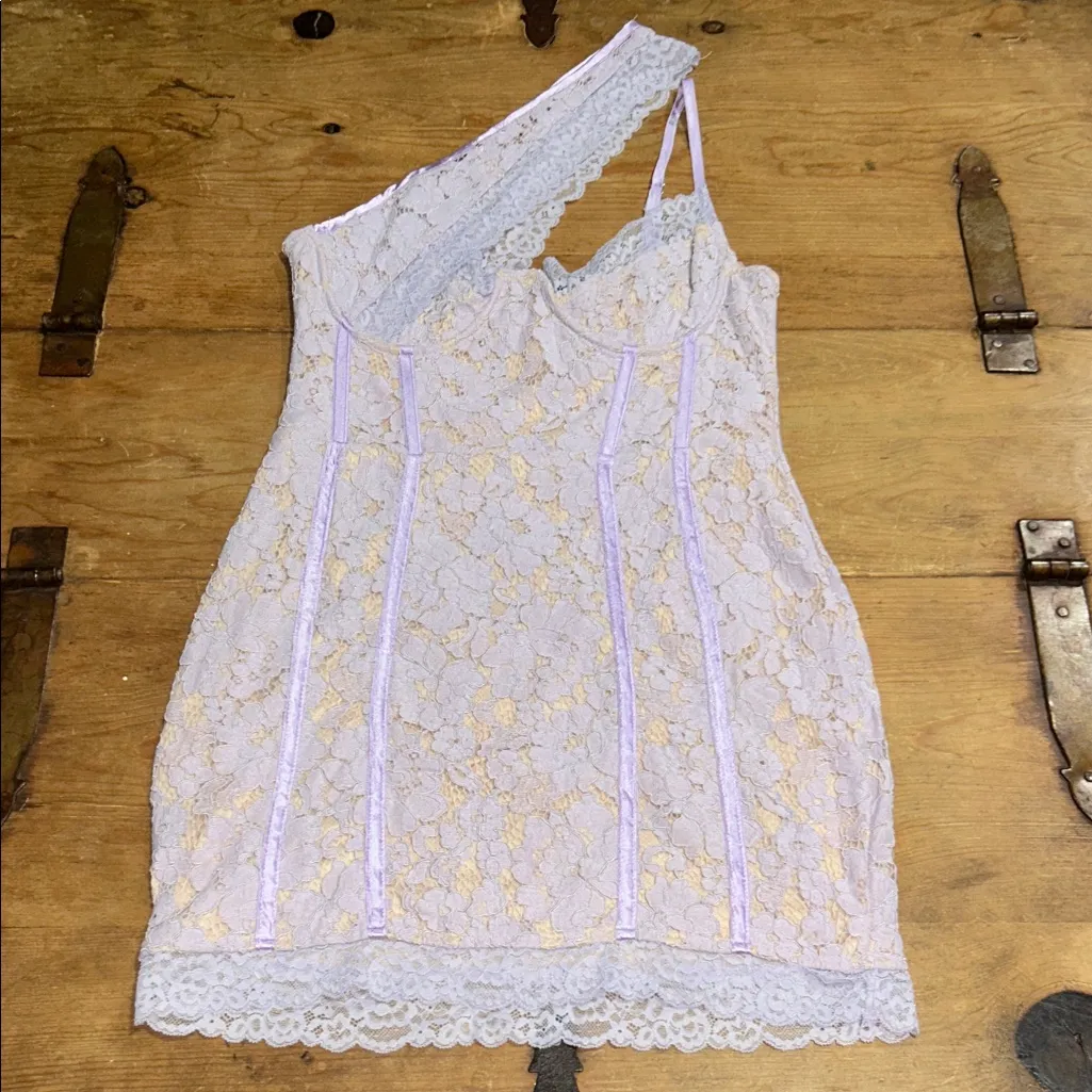 LILAC LACE BINDING DETAIL UNDERWIRED BODYCON DRESS Size 2 - Image 2