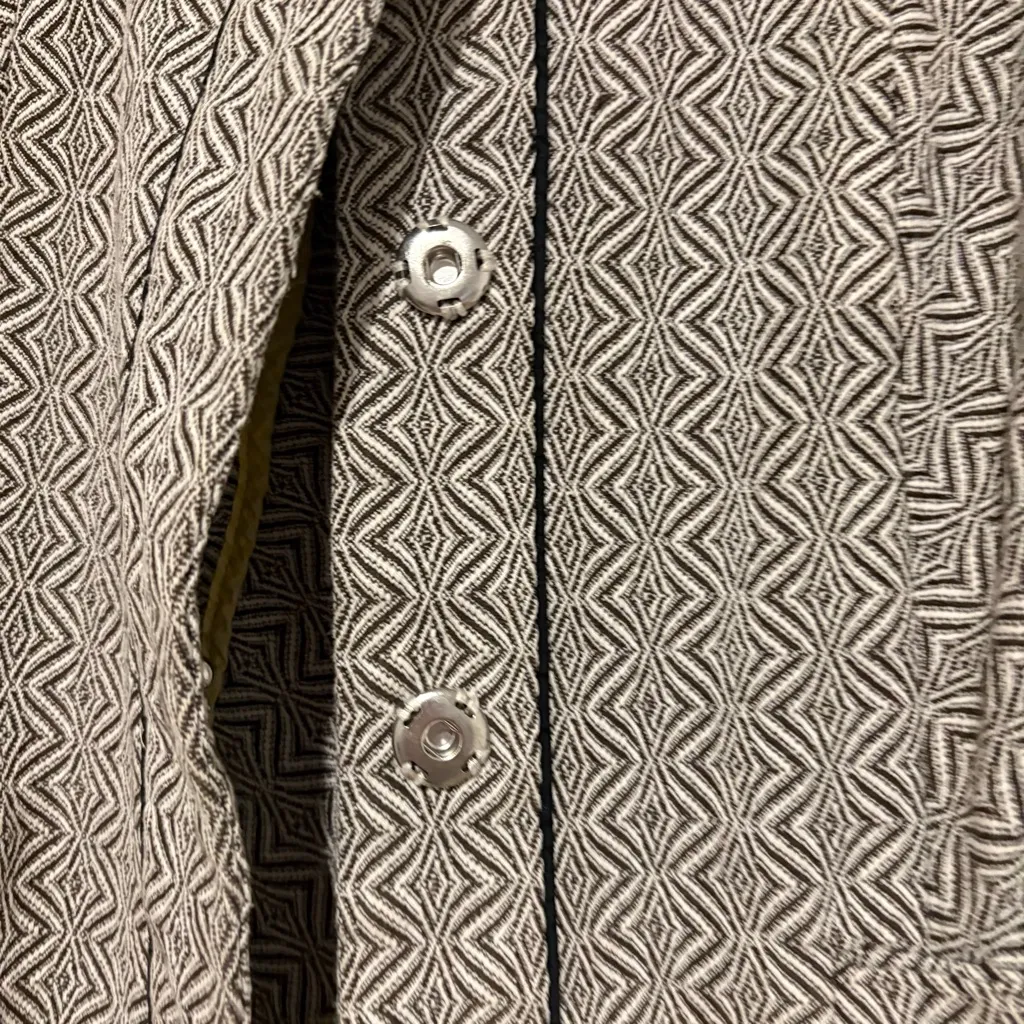 Coquille Anthropologie Eyes For You Career Blazer Cropped Geometric Print grey 2 - Image 3