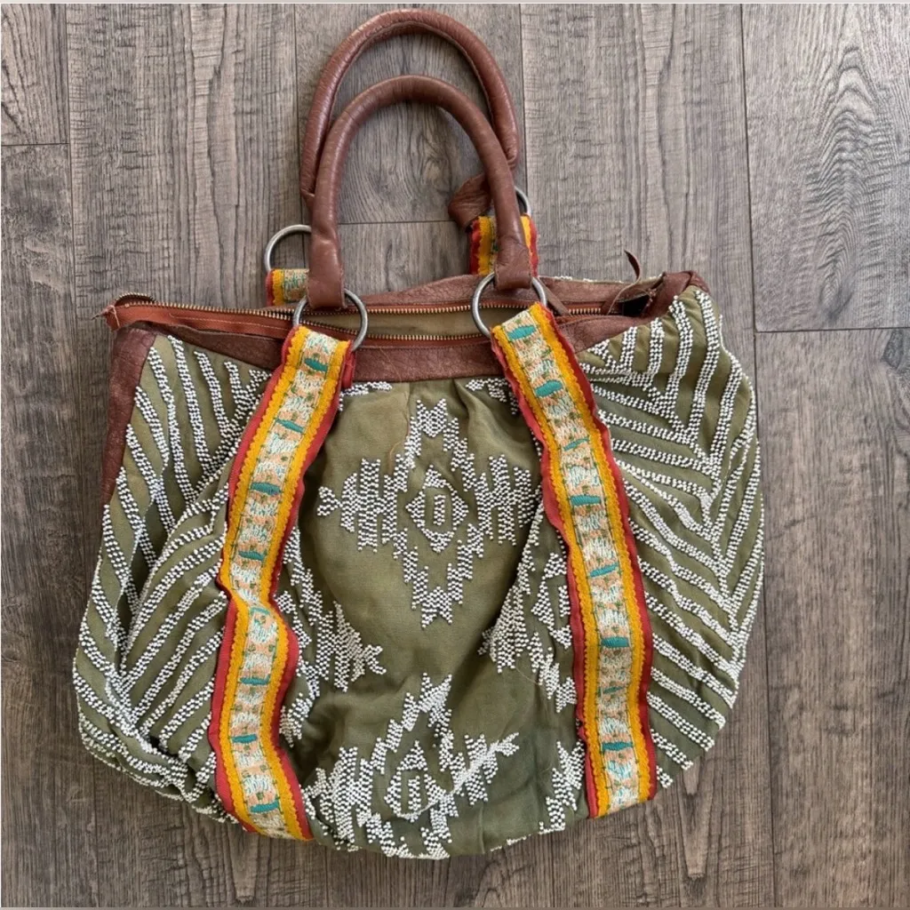 Anthropologie Lucky Penny Hand Beaded Large Tote Bag - Image 2