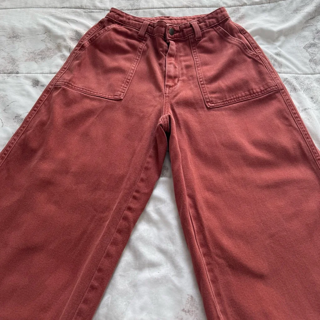Universal Thread rust brown high waisted wide leg Cropped jeans, size 0/25” - Image 9