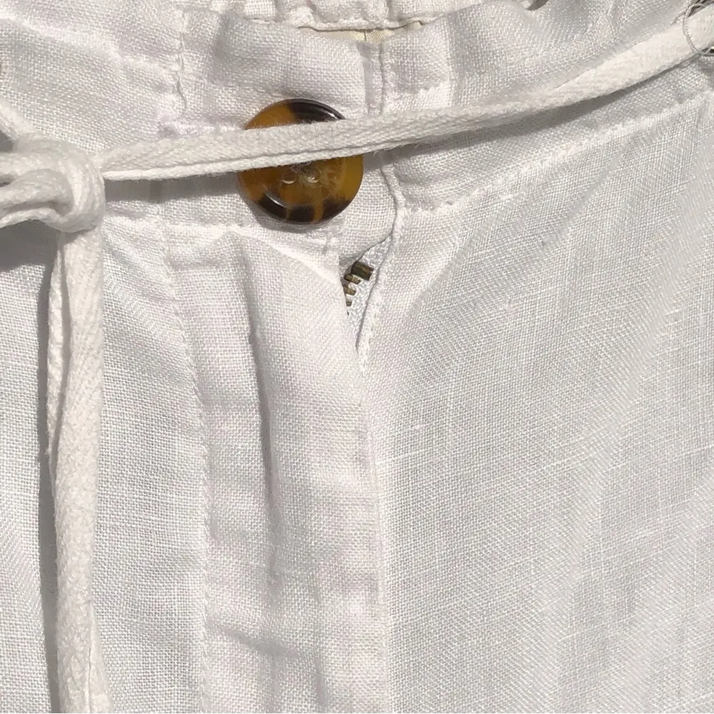 JONES NEW YORK Sport White 100% Linen Pants Elastic Waist 10 - Image 5