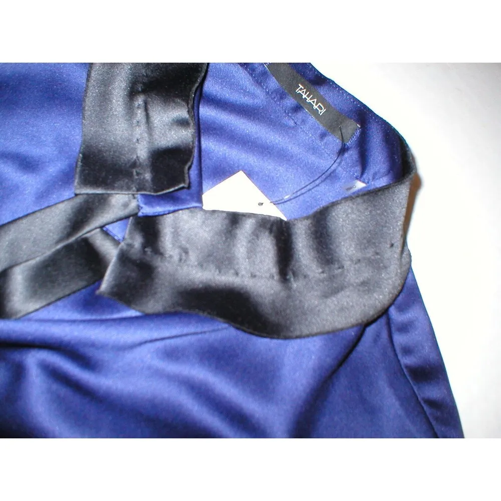 Womens New XS Blue Dark Black NWT $138 Tahari Blouse Top Long Sleeves Office - Image 6