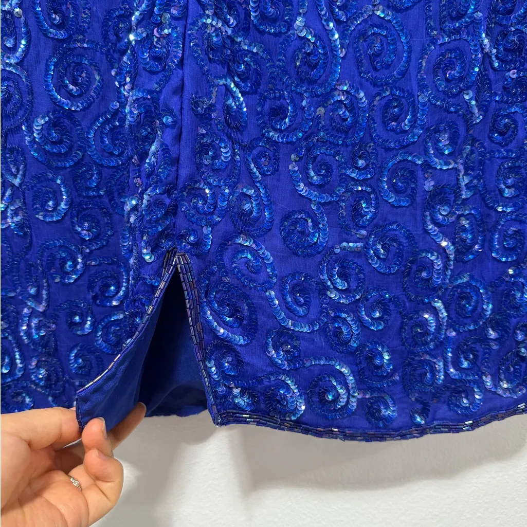 Dazzling Blue Sequin Mini Dress - Image 9
