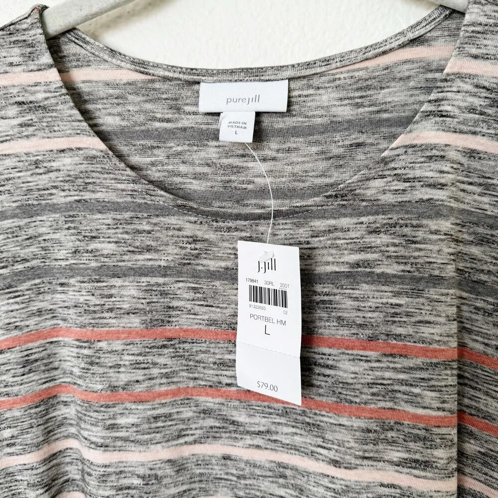 [J. Jill] Pure Jill Striped Scoop Neck Marled Long Sleeve Tunic Top NWT Sz Large Gray - Image 10