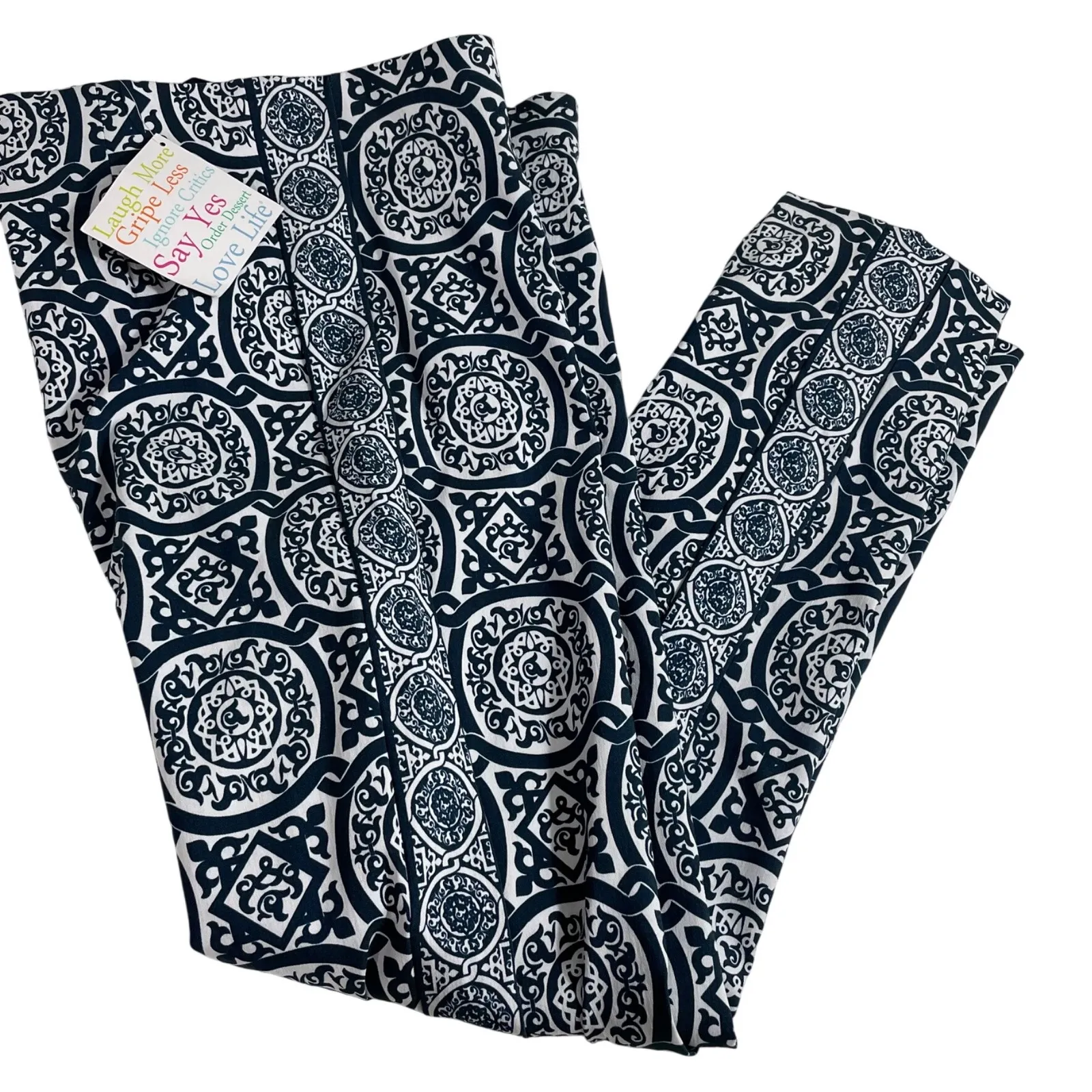 Gretchen Scott NWT  Gripeless Pull On Pants Sultan's Dining Room Navy White Sz M - Image 10
