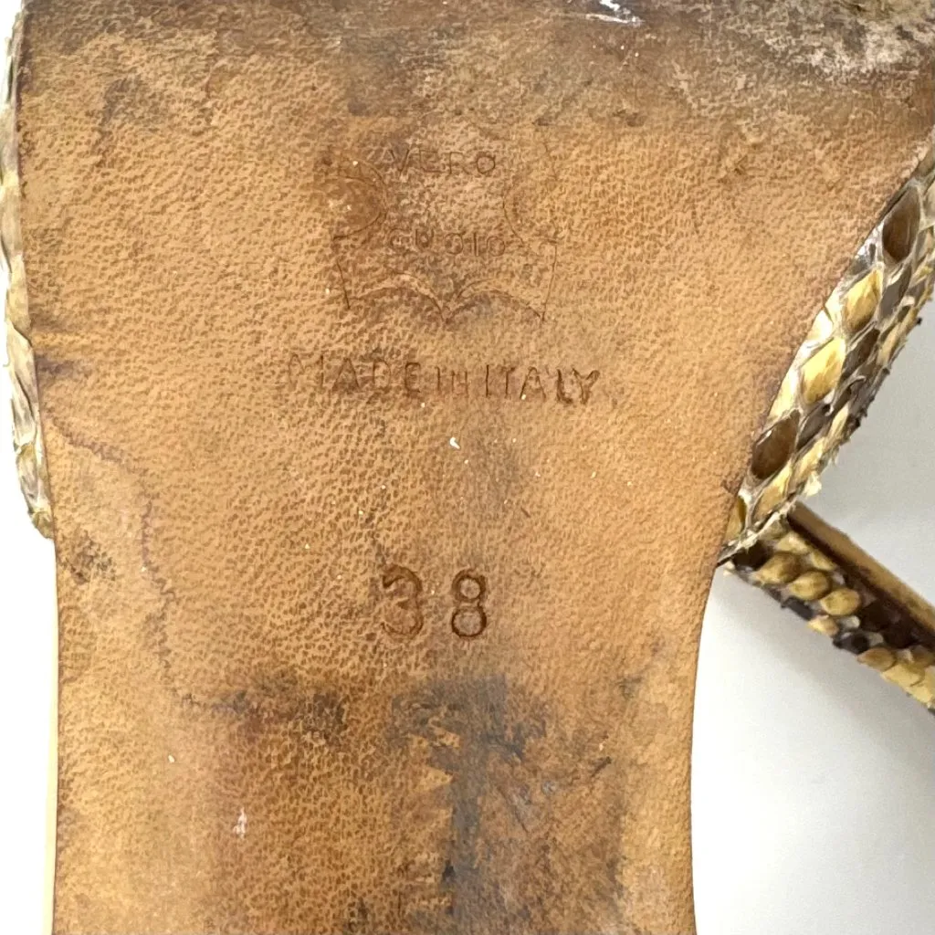 Manolo Blahnik Snakeskin Peep Toe D'Orsay Pumps Size 38 - Image 10