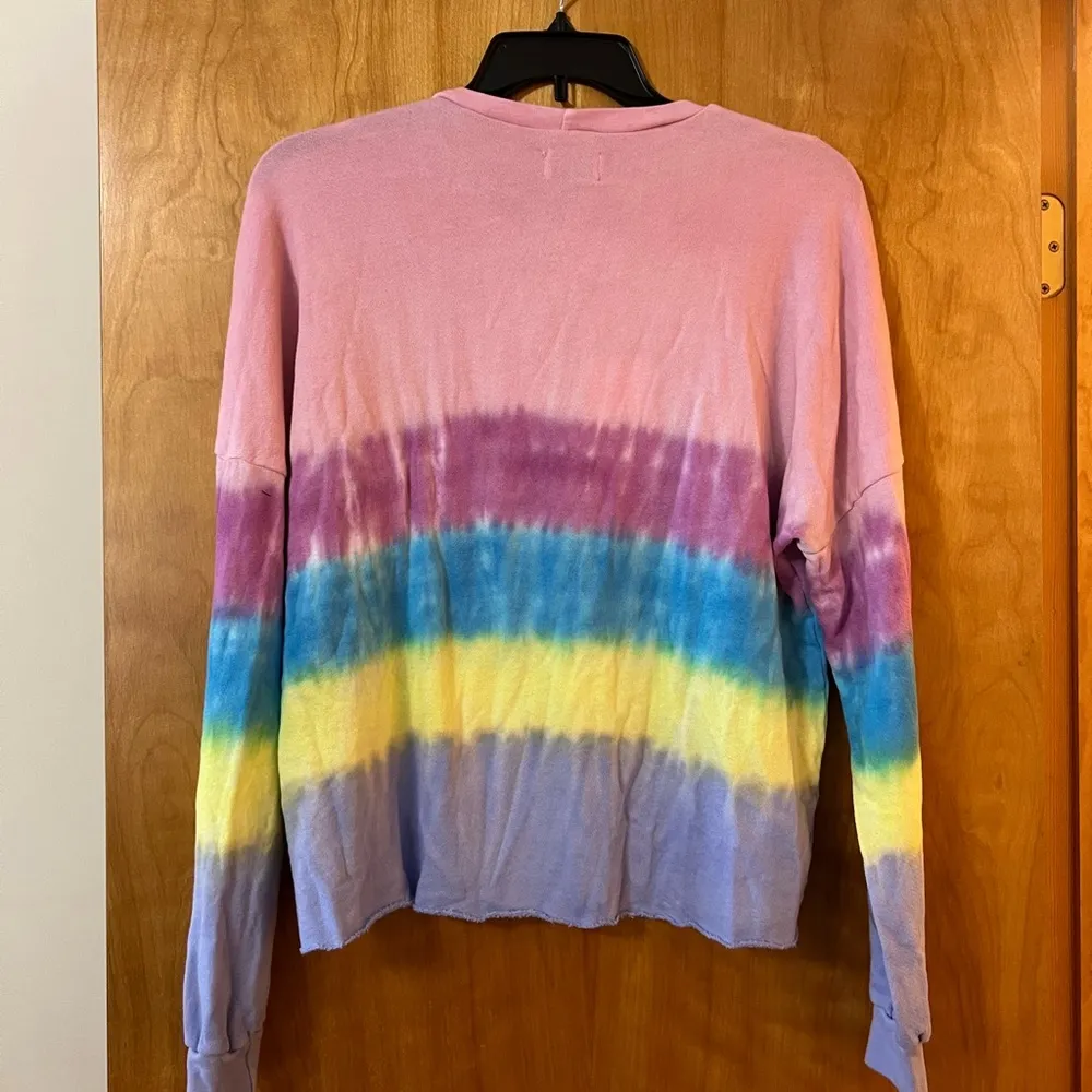 Lauren Moshi Lee Skull Peace Hand Tie Dye Sweatshirt Ocean Sunrise NWT Large - Image 3