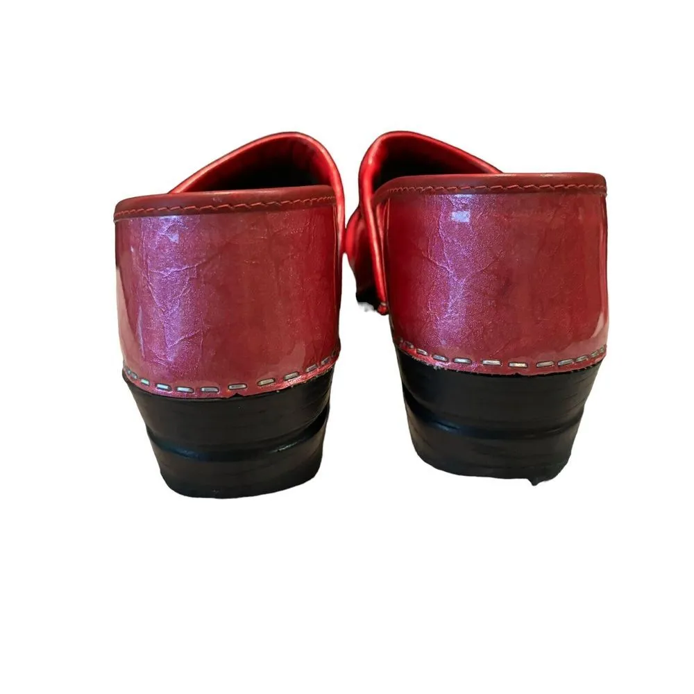 Sanita Greta Clog 38 Pink Raspberry Patent Leather Slip On Original Danish Shoes Size 7 - Image 5
