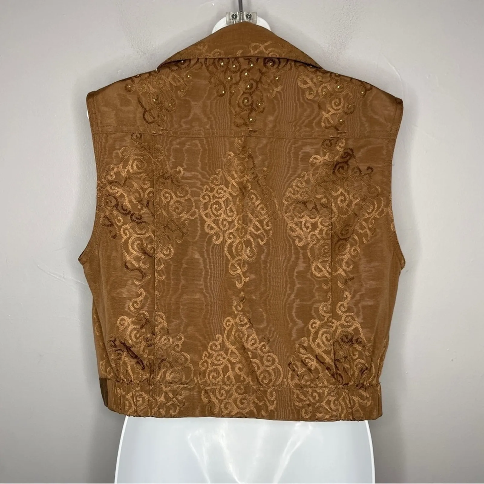 CACHÉ Vintage Vest Size XS Taupe Gold Indie Sleaze Fairy Grunge Retro Goblin - Image 9