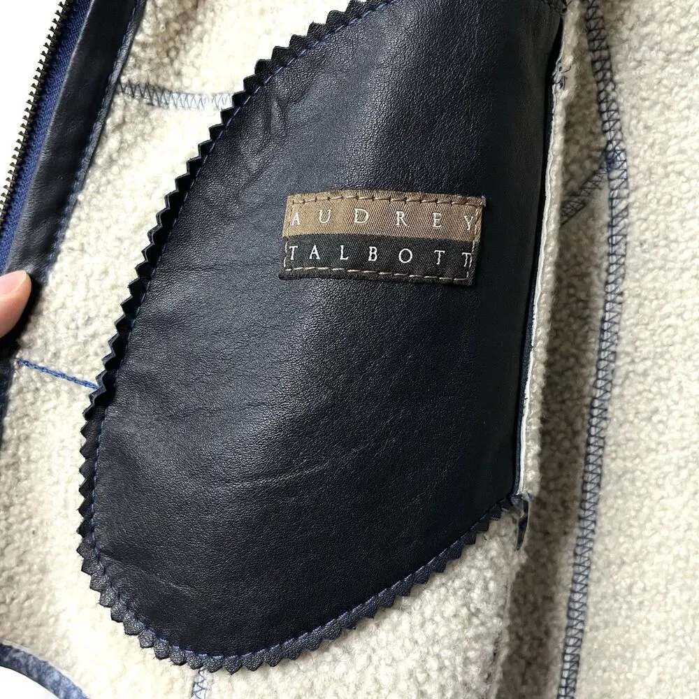 Womens Shearling Lambskin Vest Blue Size M Audrey Talbott Made In New Zealand Size M - Image 5