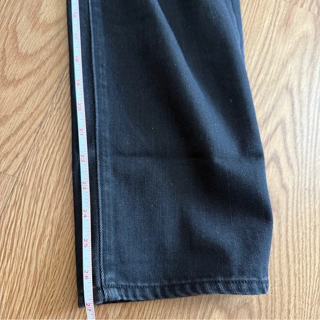 Extra High-Waisted Sky-Hi Straight Hidden Button-Fly Rigid Black Jeans Women Sz8 - Image 5