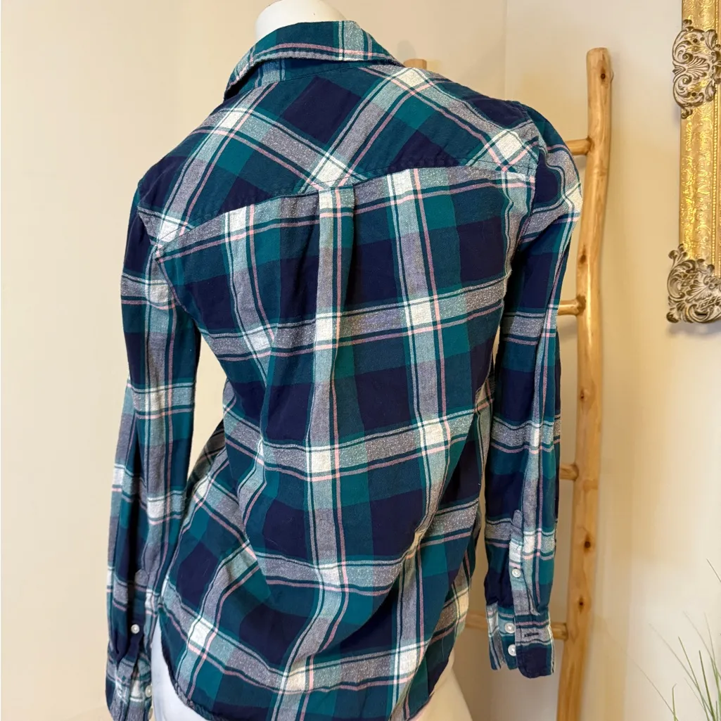 J. Crew Women’s Long Sleeve Button Up Shirt, Blue & Green, Size XS - Image 4