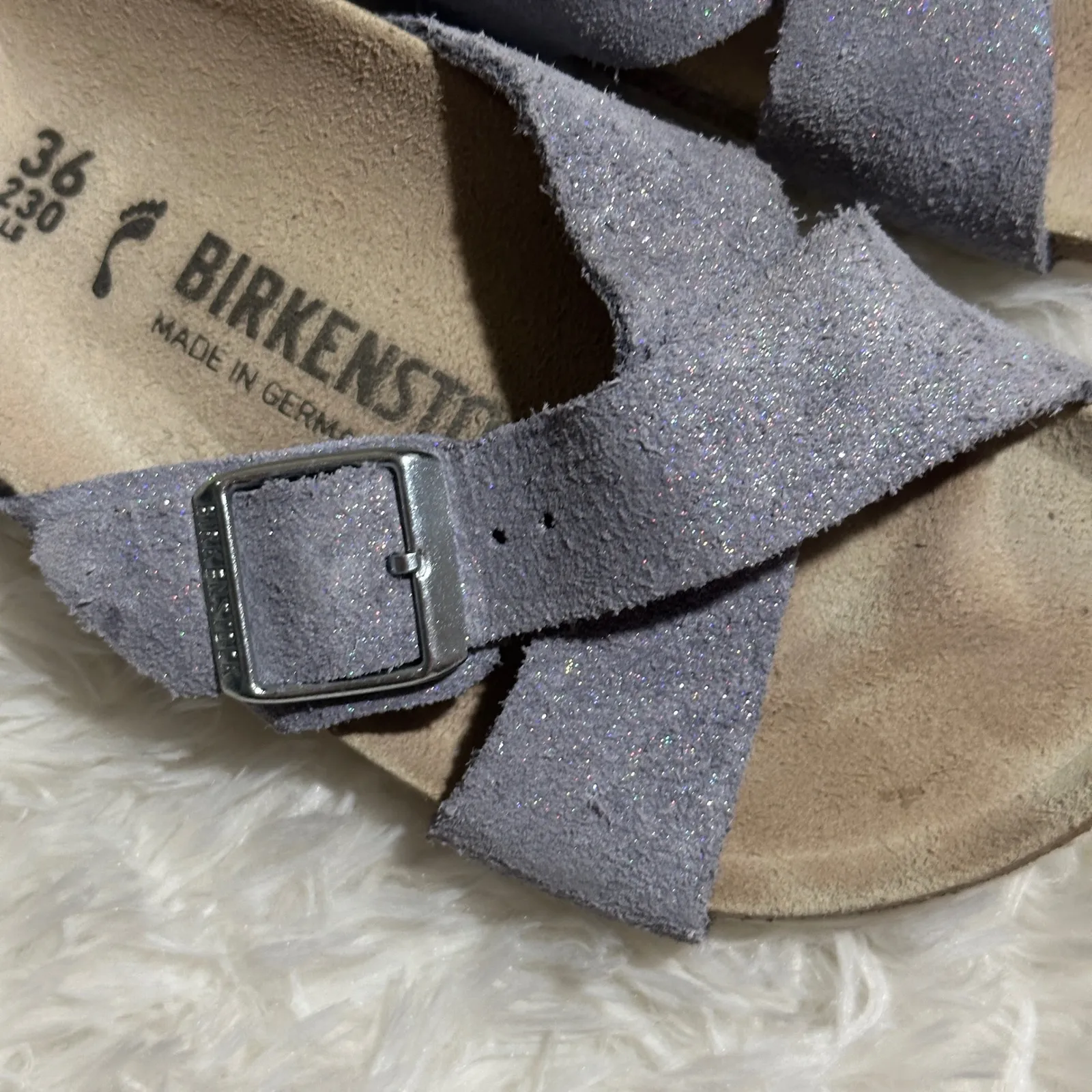Birkenstock Blue Gray Sparkle Siena Big Buckle Size 36 EU 6 US Women's Slip On - Image 5