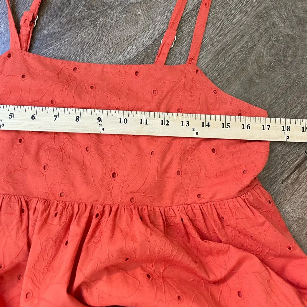 Madewell Eyelit Summertime Cami Midi Dress Rusted Clay Orange Pockets ~ Size M - Image 16