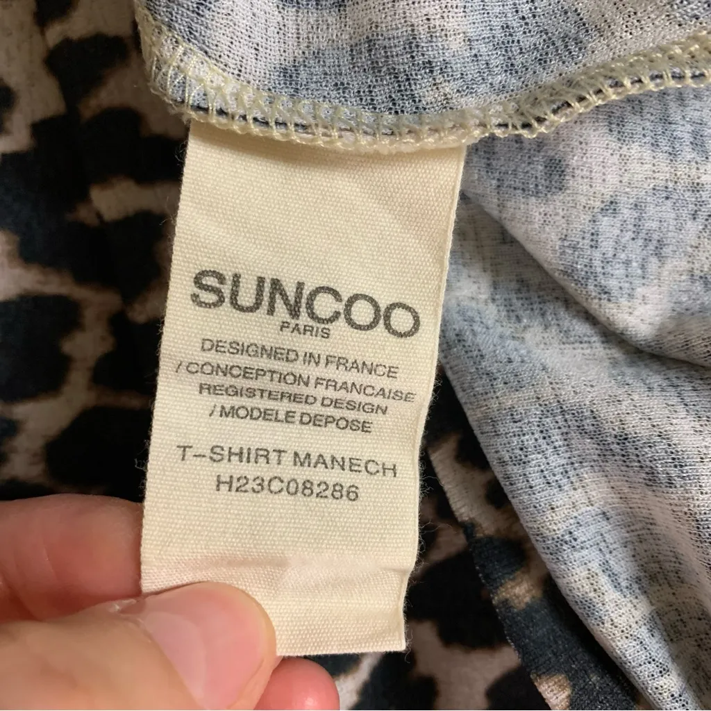 Suncoo Paris Leopard Print Turtleneck T2 Medium Animal Print Stretchy Fitted Top Brown - Image 4