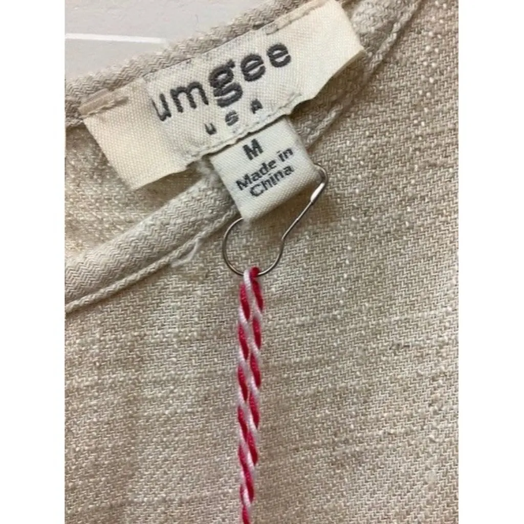 Umgee Womens Beige Textured Tunic Dress With Fringe Hem & Cutout Back Detail - Image 3