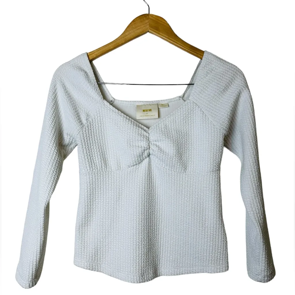 Maeve Anthropologie Sweetheart Neck Top 3/4 Sleeve Size XS - Image 2