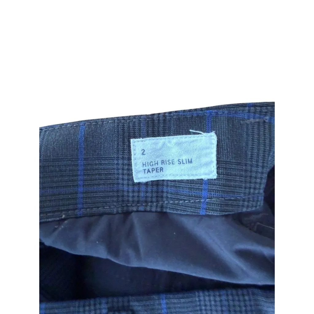 GAP Gray Blue Plaid high Rise Slim Taper Dress Pants Size 2 - Image 3