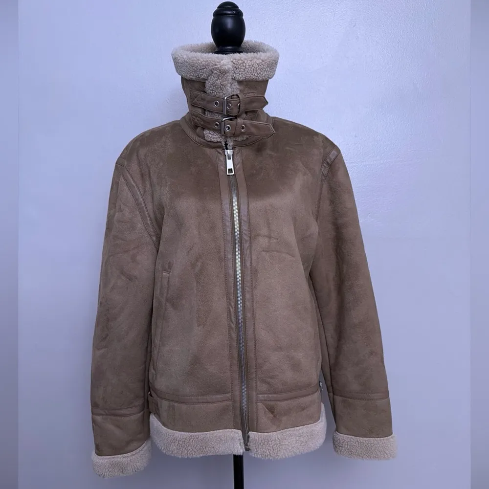Zara Suede Moto Jacket Faux Fur Lined Medium M Women’s Biker - Image 4