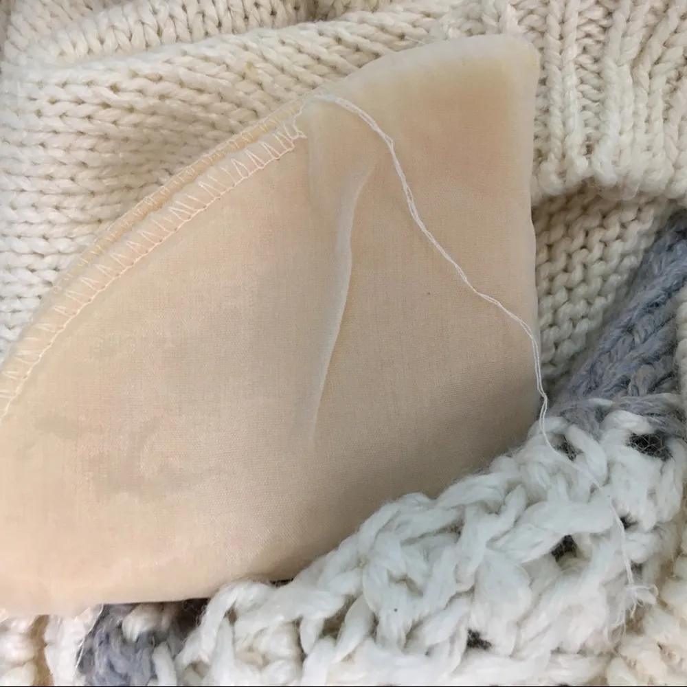 Vintage Chunky Oversized Knit mock turtleneck white gray size M Size M - Image 10