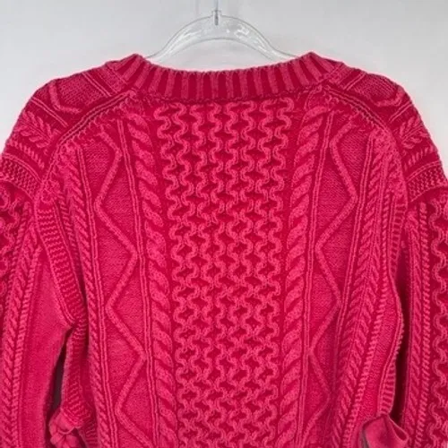 Polo Ralph Lauren Preppy Cropped Cable Knit Sweater Tie Sides Pink Size S NEW - Image 10