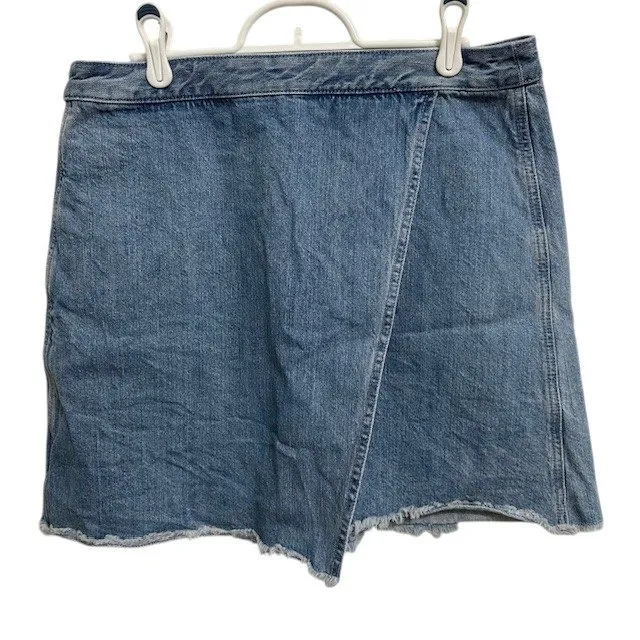 Loft‎ Denim Skirt Frayed Hem A-Line Mini Skirt Casual Party Women's Sz 10 - Image 4