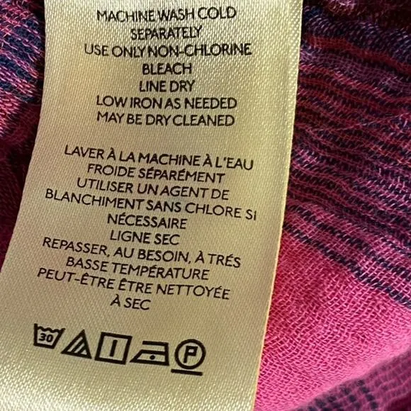 Free People NWT Women's Pink Moon City Plaid Top XS‎ - Image 7