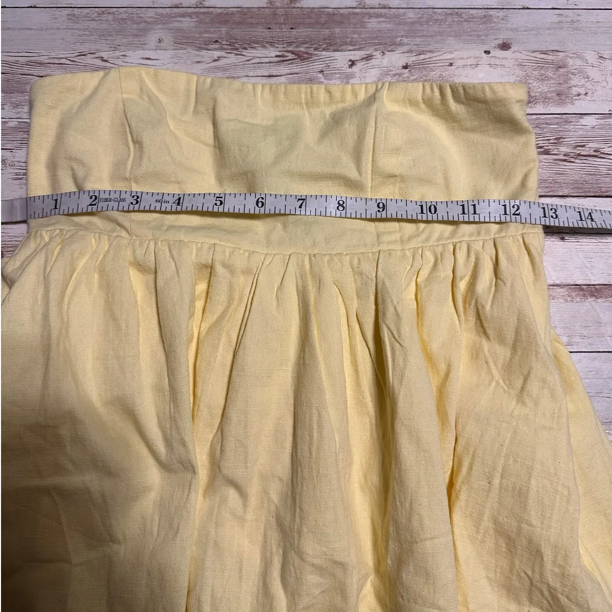 Princess Polly Strapless Dress Women's Size 6 Yellow Lined Smocked Fit Flare - Image 6