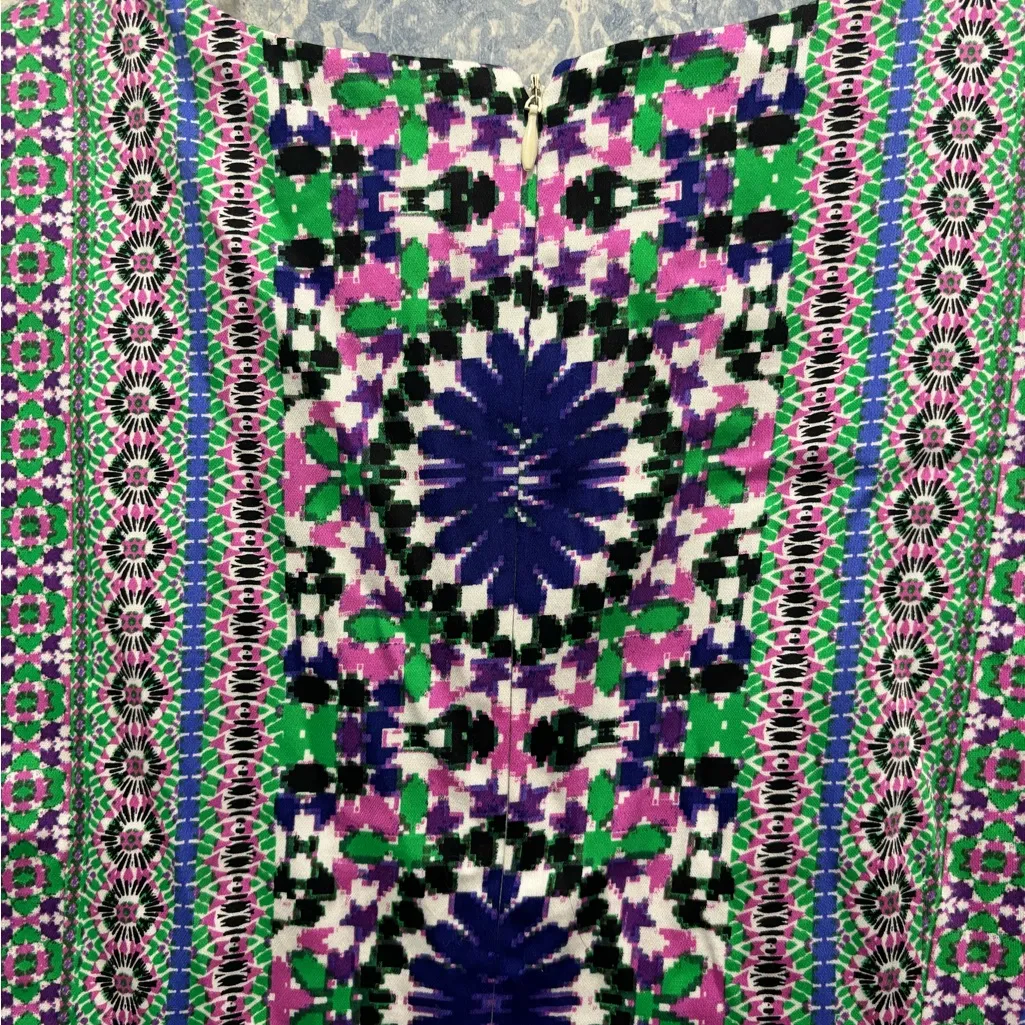 London Style Petite 14 Coastal Pink Green Purple White Print Shift Dress NWT - Image 4