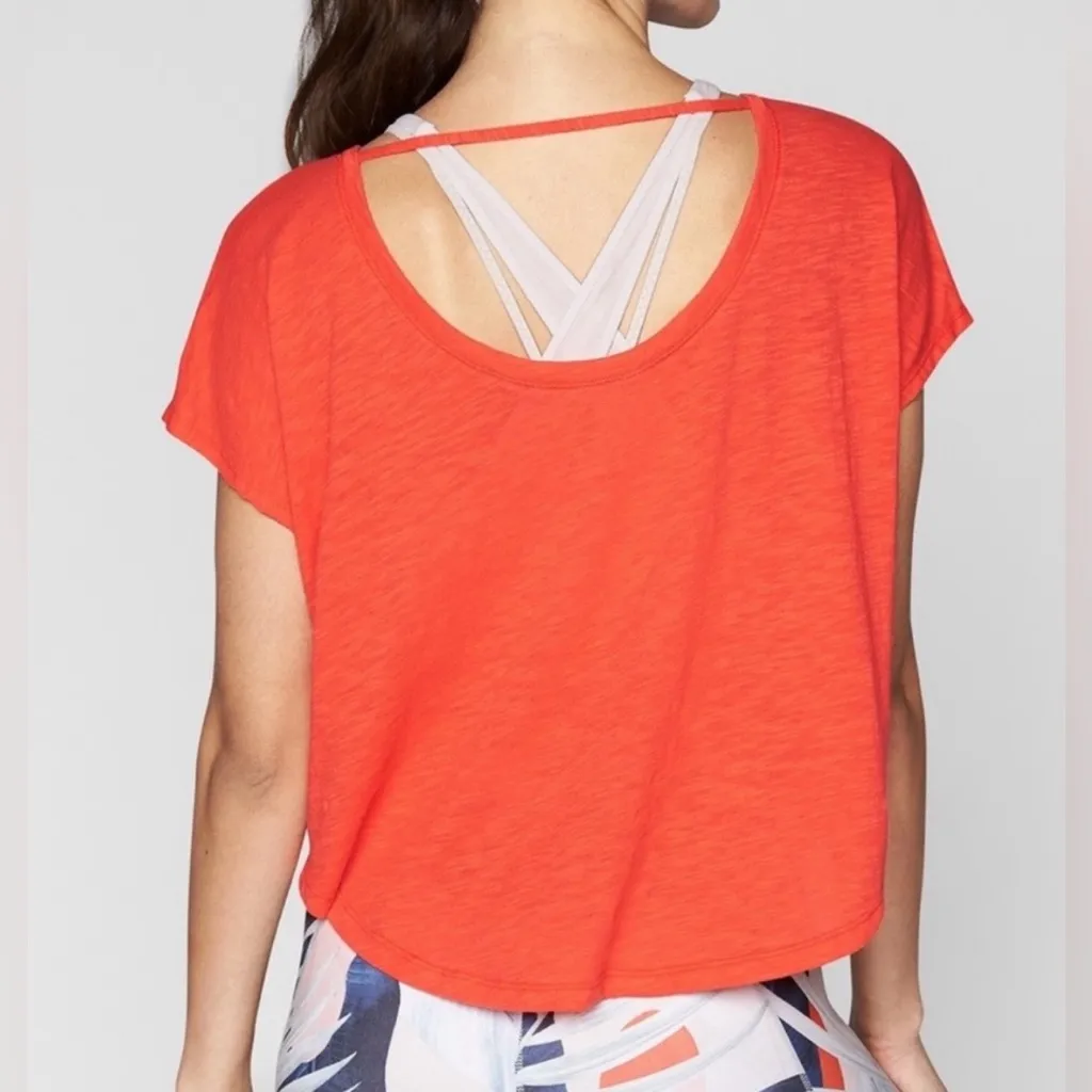Athleta Red Basic Cotton Top w/ Cutout Back - Size Medium - Image 2