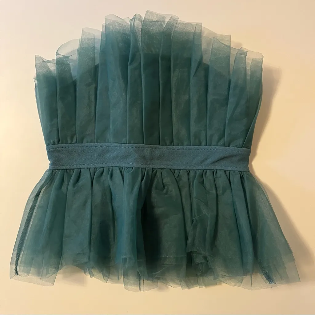 Sincerely Jules Teal Tulle Strapless Top Green - Image 2