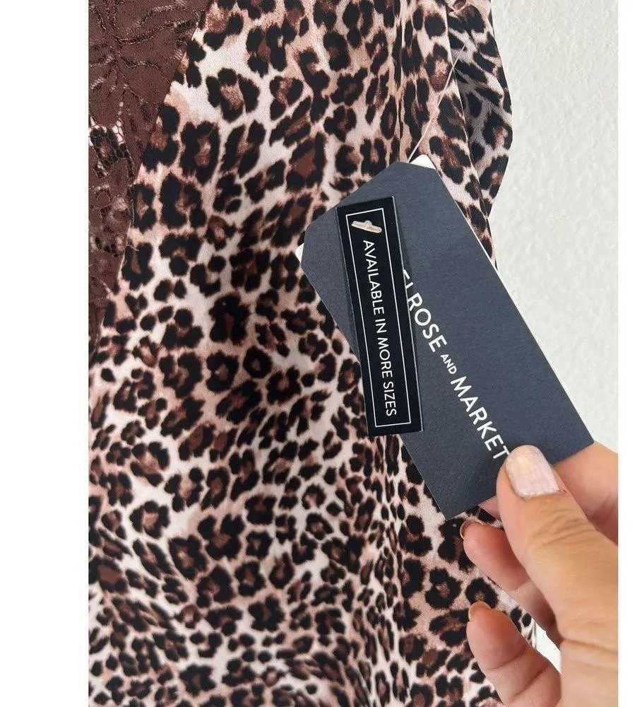 Melrose & Market Nordstrom NWT Small Leopard Cheetah Print Lace Cami Tank Top - Image 4