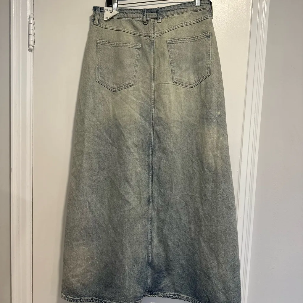 NWT Free People Sz:10 Come As You Are Maxi Light Wash Soft Denim Boho Skirt. - Image 13
