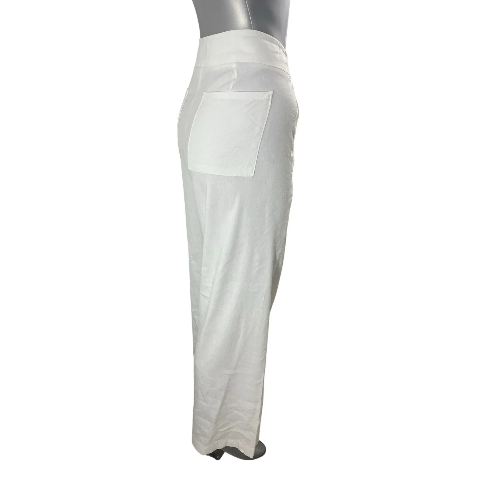Chico’s Wide Leg Pants White Linen 2R 12  Career Quiet Luxury Bridal Office - Image 3