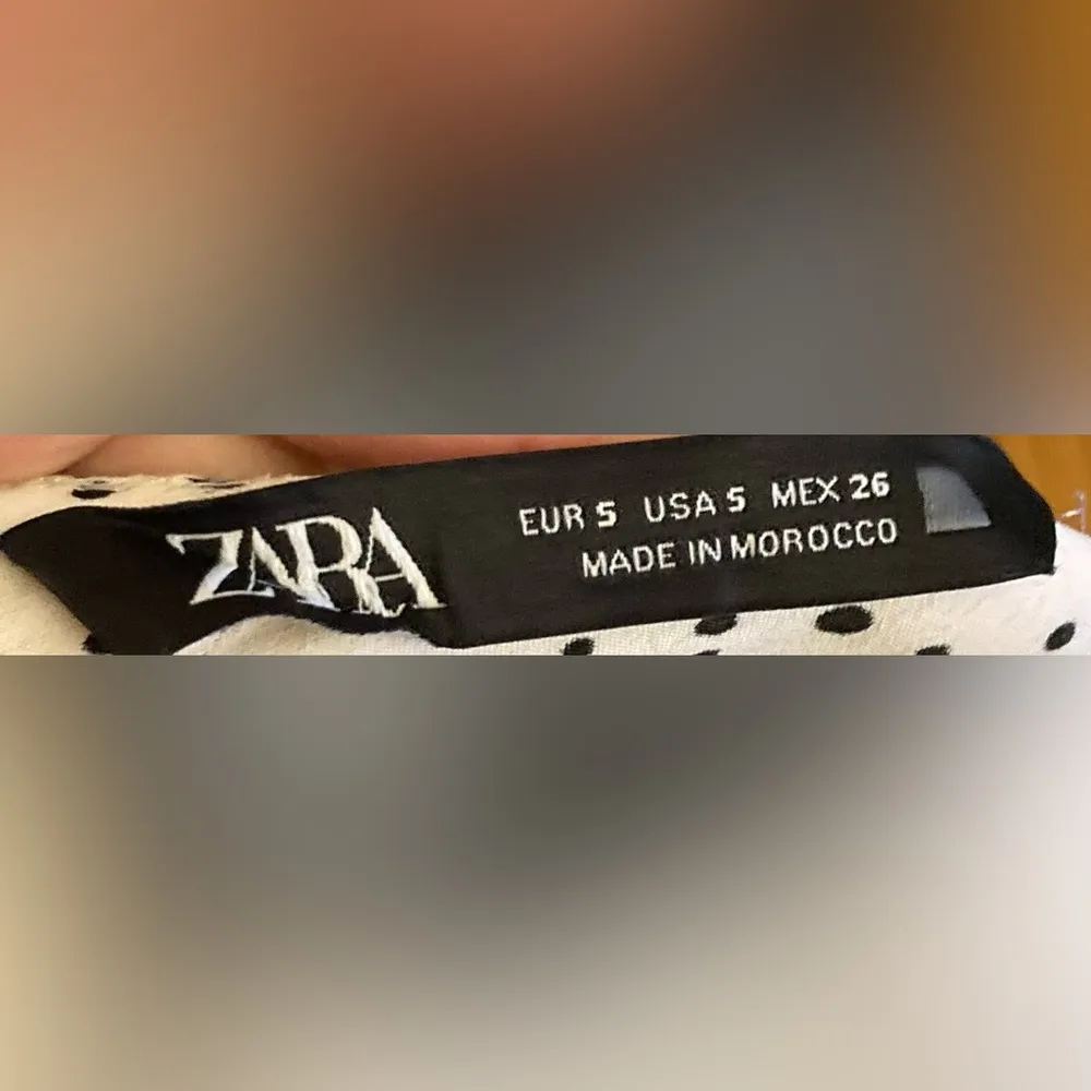 Zara- Polkadot black-and-white long sleeve with‎ gold detailing top Size S - Image 7