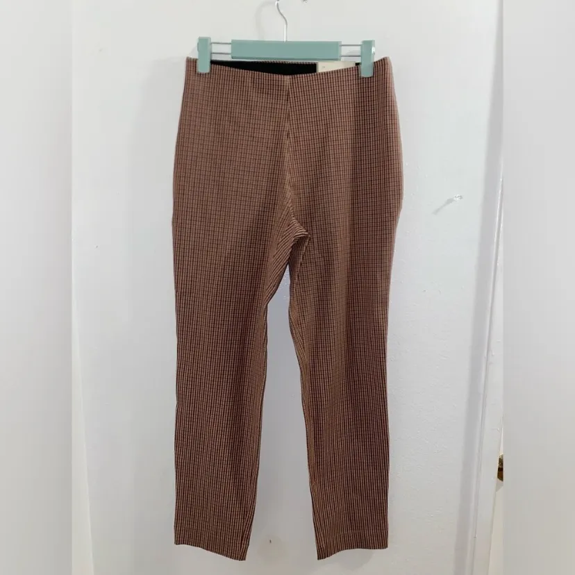 A New Day Plaid Side Zip Skinny Ankle Pant NWT brown plaid 4 - Image 4