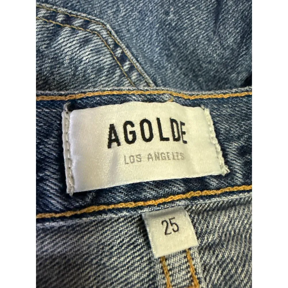 Agolde Riley Women's Blue High Waisted Straight Leg Cropped Denim Jeans Size 25 - Image 4