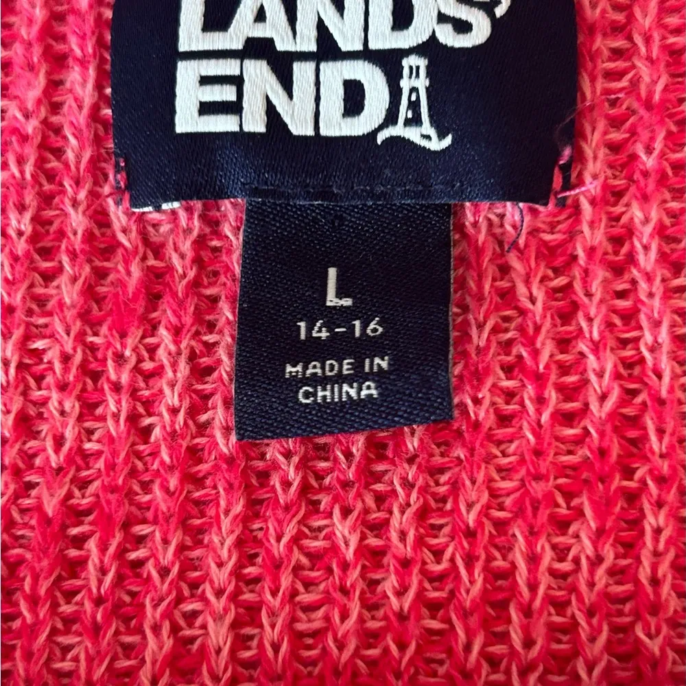 Lands’ End linen blend sweater dark pink, size Large - Image 2