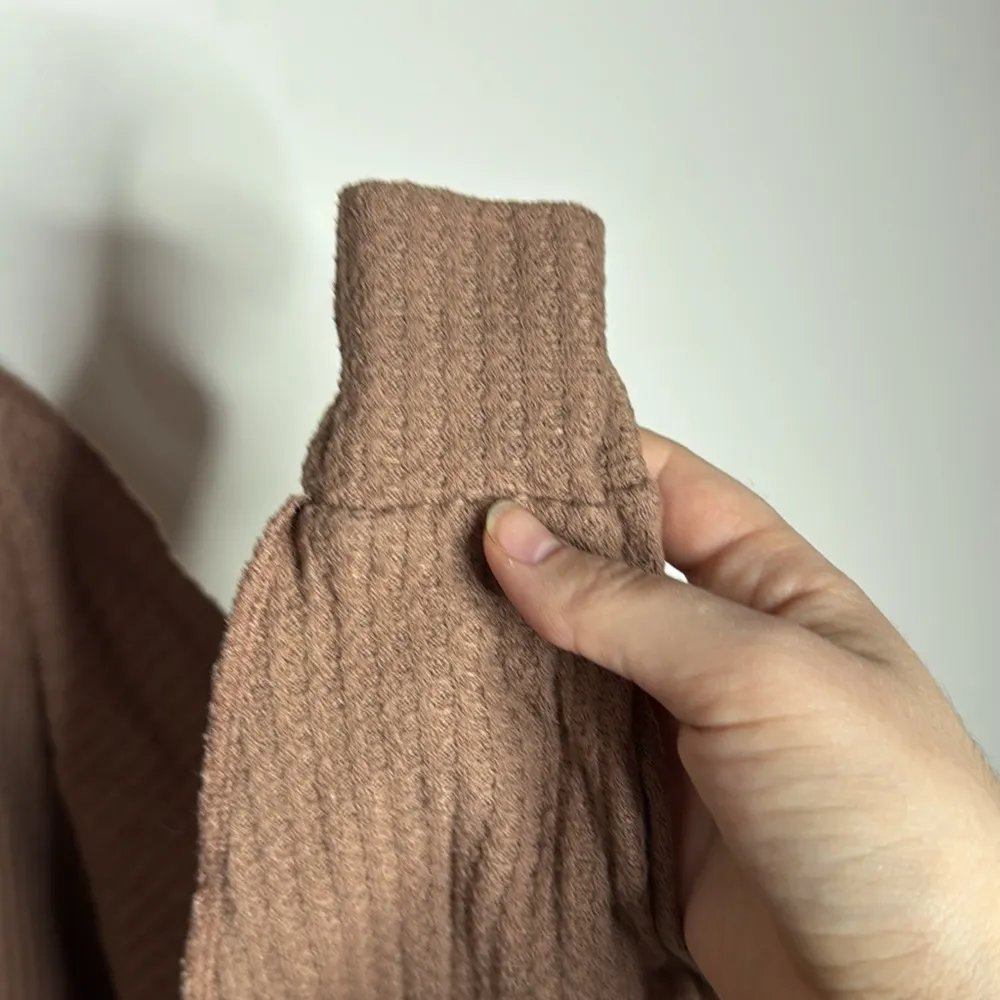 Talulah Tan Relaxed Knit Thermal Waffle Hoodie Size S - Image 6