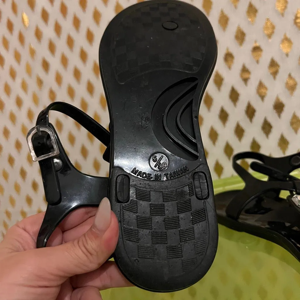 Rhinestone rubber sandals black size Size 5 - Image 5