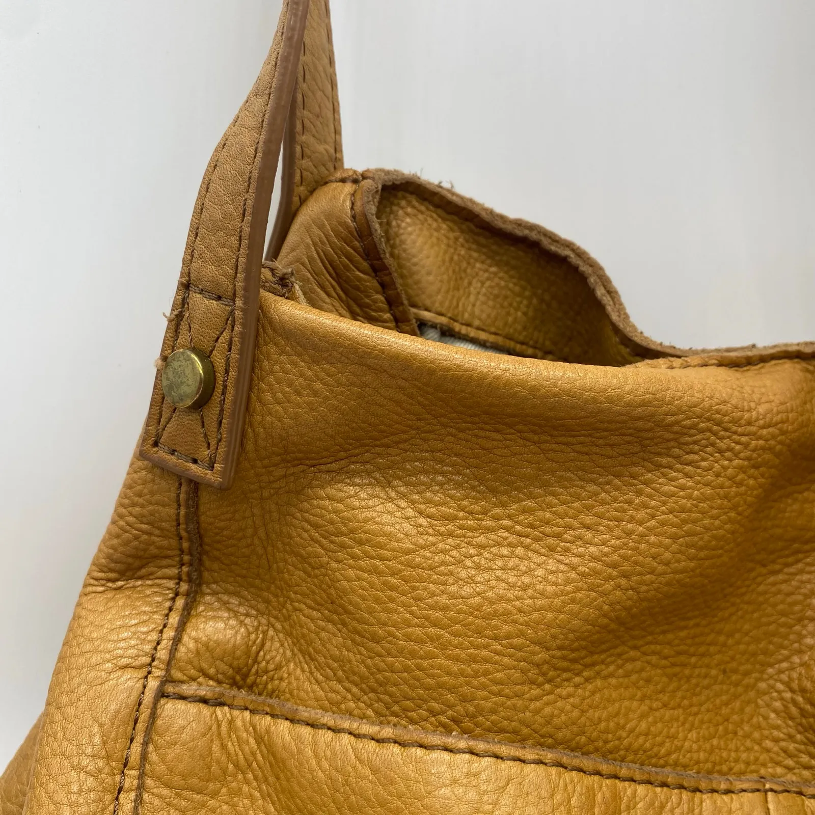 American Leather Co Caramel Brown Leather Handbag Hobo Bag Shoulder Bag Satchel - Image 11