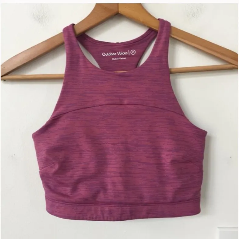 Outdoor Voices TechSweat™ Sports Bra Crop Top in Mulberry XS - Image 3