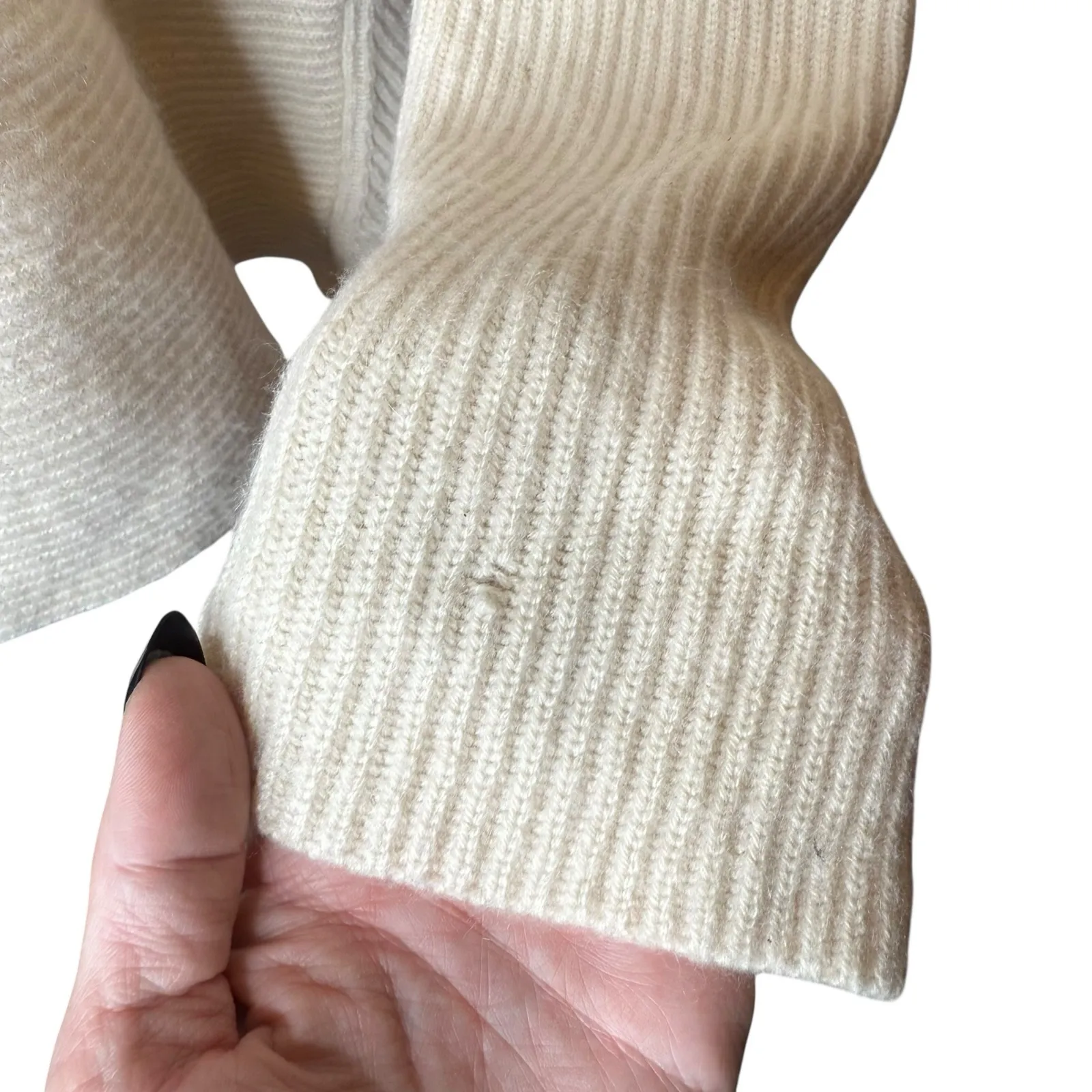 Agnona Cashmere Cardigan Cream Ribbed Knit Sweater Italy size 48 / US 12 / Large White - Image 8
