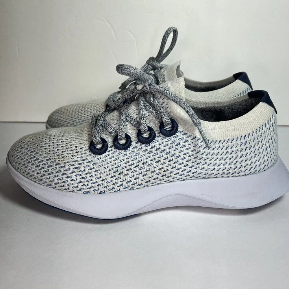 Allbirds Women's Size 9.5 TD Tree Dasher Running Shoe Sneaker White Blue Knit - Image 3